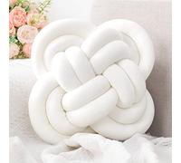 Xiashrk Knot Pillow Ball Xmas, Decorative Throw Pillow Floor Cushion with Soft Plush for Couch, Knotted Square Pillow White Dorm Room Decor Household Throw Knot Decorative Cushion for Bed Living Room