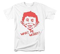 XIASHUN Men's Mad Magazine What Me Worry T Shirt White XL