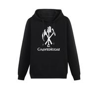XIASHUN The Sickle and The Shovel Gravediggaz Cotton Black Mens Hoody Unisex Ptinted Hoodies Long Sleeve Men's Hooded with Pocket Black XL