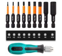 XIATIAN 10 Pcs Magnetic Allen Key Drill Bit Set, H1.5mm-H10mmm 50mm Metric Impact Driver Allen Key Bit Set and Handle Screwdriver, 1/4" Hexagon Shank S2 Steel Hex Bits Accessories