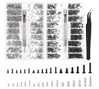 XIATIAN 1000Pcs Tiny Micro Repair Screw Kit, 18 Sizes Tiny Screws M1.2 M1.4 M2, Replacement Screws Kit with Screwdriver and Tweezers for Glasses, Laptop, Sunglasses and Watch Repair (L＋N)