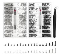 XIATIAN 1000Pcs Tiny Micro Repair Screw Kit, M1.2 M1.4 M2 Tiny Screws, Replacement Screws Kit with Screwdriver and Tweezers for Glasses, Laptop, Sunglasses and Watch Repair (M+O)
