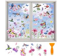 XIATIAN 9 Sheets Spring Summer Window Stickers for Glass, Anti-Collision Window Bird Stickers, Double Sided Window Clings Spring Decorations for Window Glass