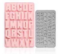 XIATIAN Silicone Letters Moulds, 2 Pcs Chocolate Moulds Numbers, Candy Molds Silicone Letter Cake Molds, Chocolate Moulds Silicone for Biscuit Ice Cube Chocolate Resin Concrete