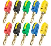 Xiatiaosann 10 Pcs 4mm Banana Plug High Current Solderless Quick Connect 32A Banana Plug Connector, for Industrial Equipment Testing Power Connections Audio Equipment(5 color)