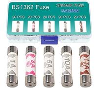 Xiatiaosann 100PCS BS1362 Fuse 3A 5A 10A 13A 1A amp 240V volt Ceramic Tube Fuses Mixed Household Mains Plug UK Assortment Kit 6.3x25 mm 0.248x0.984 Inch, 4 Values Fuses
