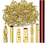 Xiatiaosann 120 Pcs 2mm 3.5mm 4mm Banana Bullet Plug Connector, Gold Plated Banana Bullet Plug Male Female Connector Adapter, for RC Lipo Battery ESC Motor Wire Plug