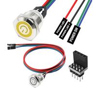 Xiatiaosann 16mm Chassis Switch Host Metal Button Cable, PC Case LED Power Button ATX Supply On/Off Extension Cord for DIY Computer Switch, with 1 to 2 splitters (Yellow)