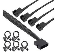 Xiatiaosann 2 Pack 4-Pin Molex to PC Fan, 4 Pin Molex Male to 4 x 3-Pin 4 -Pin PC Case Fan Sleeved Adapter Cable, PC Fan Splitter Braided Sleeve Power Supply Cable 30cm 12-inch