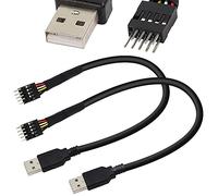 Xiatiaosann 2 Pack 9-Pin USB IDC Dupont Motherboard Male Header to Single USB 2.0 Type A Male Cable Extender Adapter Converter Cable 7.8inch (20cm)