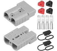 Xiatiaosann 2 Pack Battery Quick Connect Plug, 600V 350A Heavy Duty Disconnect Connector for 0-2 AWG Cable, Flame Retardant with Dustproof Cap for Automotive, RV, Lawn Mower (Grey)