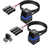 Xiatiaosann 2 Pcs Desktop Computer Power Switch, PC Power Switch External Remote Start PC Motherboard Power ON/Off Switch Button with LED Light, for Easy External Remote Start PC Motherboard(Black)