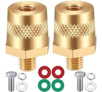 Xiatiaosann 2 Pcs M8 Battery Terminal Adapter Auto Battery Pole Connector Brass Tone M8 Side or Top Post Threaded Terminal Charging Post Extender Conversion, for Car Truck Yacht
