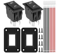 Xiatiaosann 2 Pcs Momentary Reverse Polarity Switch 12V 20A DPDT 4 Pin 3 Position ON-OFF-ON Power Jack Rocker Switch RV Switch Motor Switch KCD2 for Car, Boat with Crimp Wire, Panel