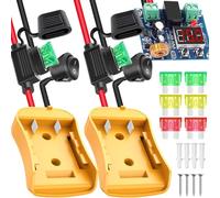 Xiatiaosann 2 PCS Power Wheel Adapter for Dewalt 20V 18V Battery, Power Converter for DIY Work Light RC Truck Car, with 12AWG Wire Harness Switch & Fuse, Power Tool Battery Connector