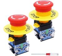 Xiatiaosann 22mm Emergency Stop Button Switch 1NO 1NC Red Mushroom Emergency Stop Push Switch AC 440V 10A, for Boat Ship Truck Home Industrial Equipment Medical Equipment