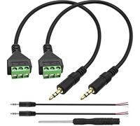 Xiatiaosann 3.5mm 1/8inch Stereo Audio Male Jack to AV 3-Screw Balun Terminal Adapter Connector Cable, Speaker Wire Solderless Terminal Block Cord 30cm (3.5mm M/ 3pin), 2 PCS