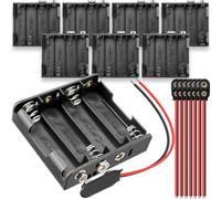 Xiatiaosann 4 AA Battery Holder 6V Battery Case Box with Snap Connector 2-Pin Converter Wire I-Type, 4 Slots Battery Plastic Box for LED Light RC Car Safe, 8 PCS