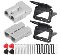Xiatiaosann 50A Quick Connect/Disconnect Battery Socket Panel with Dust Cover Compatible with Anderson SB50 Series, Flush Mount Plate for 12-24V DC Car, Winch, Trailer(2 Pack)
