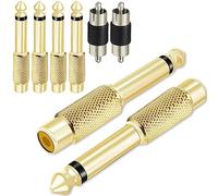 Xiatiaosann 6.35mm Mono Plug Male to RCA Female Audio Adapter, 1/4" to Phono Jack Converter Connector Adaptor for Mixer Amp Subwoofer, Gold Plated, 6 PCS