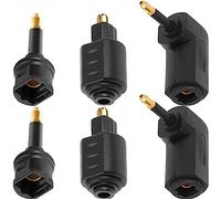 Xiatiaosann 6 Pcs Fiber Optic Toslink to 3.5mm Mini Toslink Digital Jack Plug Adapter, Female to Male Mini Optical Audio Connector, Right Angle 90 Degree Converter for Toslink Mini Toslink Cable