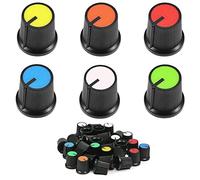 Xiatiaosann 60pcs Potentiometer Control Knob 6mm Knurled Shaft Hole Potentiometer Volume Control Rotary Knob Cap 13x17mm Color White, Blue, Red, Yellow, Green, Orange