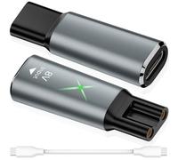 Xiatiaosann 8V Type-C Shaver Charger Adapter Converter for Philips 7000 5000 3000 Series OneBlade QP2530 Q2630 HQ850 HQ6070, USB-C Shaver Charger Converter with LED Light (2 Pcs, Grey)