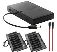 Xiatiaosann AA 12V Battery Holder Case with 2.1mm x 5.5mm DC Plug Switch, 12 Volt Power DC Jack Plastic Battery Box, 8 x 1.5V AA Battery Box On/Off Switch for Arduino RC LED Strips, 2 PCS