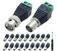 Xiatiaosann BNC Male & Female Balun Connectors, Coaxial Cat5 to BNC, 20 Pack, For CCTV Surveillance Camera, Video Transmission