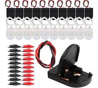 Xiatiaosann CR2032 Battery Holder 3V Button Coin Cell Battery Case Box, 20 PCS Battery Socket with ON-OFF Switch & Wire Lead, 10 Pcs black + 10 Pcs Transparent, with 20 Crocodile clips