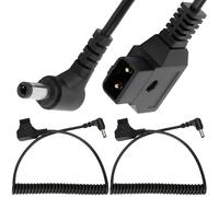 Xiatiaosann D-Tap to DC5525 12V Coiled Cable, Replacement Dtap to Right Angled DC 5.5mmx2.1mm 12V Power Coiled Cable Cord for KI-PRO LCD, Black Magic (2 Pack)