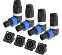 Xiatiaosann for Speakon Connector Right Angle Speaker Adapter for Neutrik 4 Pole Audio Cable NL4 NL2 Series, 90 Degree Speaker Male Plug Female Panel Mount Socket Converter for Amplifier, 8 Pcs