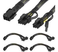Xiatiaosann GPU VGA 6 Pin PCIE Splitter to 2X 8Pin(6+2) Power Cable 18AWG PCI Express Graphics Video Card, 6Pin Female to 2X 8Pin Male Adapter Sleeved Extension Cord, 12 inch/30cm, 4 PCS