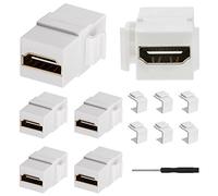 Xiatiaosann HDMI Female to Female Keystone Coupler, Gold Plated HDMI Keystone Jack Insert 3D & 4K Mini Adapter Connector for Wall Plate, With Blank Keystone Jack Inserts, Screwdriver (White, 13 Pack)