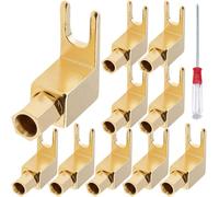 Xiatiaosann HiFi Banana Plug to Spade Adapter, Gold-Plated Copper Audio Speaker Hi-end Banana plug with Screwdriver (10 Pack)