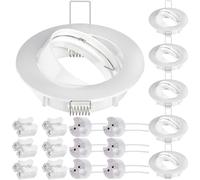 Xiatiaosann LED Recessed Ceiling Light Mounting Frame Round with MR16 Lamp Holder, White Metal Trimless Recessed Round Frame for 2.8inch GU5.3 Socket, with GU10 Socket, Wire Connectors (6 Pack)