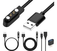Xiatiaosann Magnetic Charger for YAMAY SW022 for AGPTEK LW11 for Ticwatch GTX, for Xiaomi Haylou Solar LS05/RT LS05S, for IMILAB KW66, USB 2 Pin 4mm/0.16in Charging Cable Smartwatch Accessories, 2 Pcs