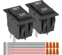 Xiatiaosann Momentary Rocker Switch Reverse Polarity 12VDC 20A DPDT ON-OFF-ON 4 Pin Motor Control Landing Gear Switch with Wire, 2 PCS 6 Pin Waterproof Button Switch for RV Boat