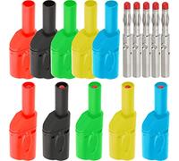 Xiatiaosann Multimeter Test Leads 4mm Banana Plugs Safety Fully Insulated Shrouded, 10PCS 5Colors Stackable Connectors 4mm Banana Male with Banana Jack Adapters for Electrical Testing
