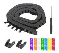 Xiatiaosann R28 Drag Chain Cable, 10mm x 30mm(Inn H x W) Black Plastic Wire Carrier Drag Chain 1M Length for CNC Router Mill, 3D Printer, etc. With 1 Pair Connectors, Screwdriver, Stickers (74 Pack)
