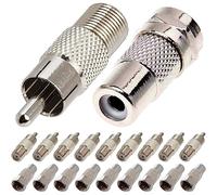 Xiatiaosann RCA Adapter, 20 Pack, F-type to RCA Video Plug, Coaxial Cable Converter, Atari 2600, 7800 Sega, Subwoofer, Receiver, TV