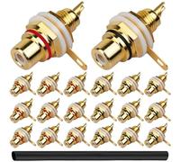 Xiatiaosann RCA Female Socket Connector Chassis Panel Mount Adapter, Gold Plated RCA Audio Terminal Jack for Amplifier, TV, DVD, Computer, Speaker, with 1M Heat Tube (20 Pack)
