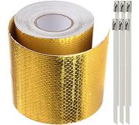 Xiatiaosann Reflect-A-Gold Heat Shield Tape, High-Temperature Heat Reflective Adhesive Backed Sheet, Self Adhesive Reflect Gold Heat Wrap Barrier for Hose and Auto, 2" x 32.8FT(10M)