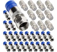 Xiatiaosann RG6 Compression F-Type Straight Antenna Cable Connector, F-Type Coaxial Cable Coax Converter Wire Male Connector Adapter, with F-Type Female to Female Adapter (20 Pack)