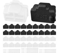 Xiatiaosann RJ45 Cap Port Cover Ethernet Hub Silicone Anti Dust Protector, RJ45 Plug Female Cap for Cat7 Cat6e Cat5e Cable Jack, for Switches TV Computer, Black White, 100 PCs