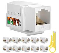 Xiatiaosann RJ45 Cat6 Keystone Jack, 10PCS Ethernet Wall Jack In-Line Coupler Compatible with Cat5/5e/6 - Cat6 Network Coupler