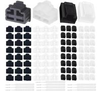 Xiatiaosann RJ45 Dust Cover Protector, Ethernet Hub Plug Protectors for Cat5e Cat6 Cat7 Cable, LAN Connector Cap for Laptop Computer Patch Panel Router TV, (50 Female + 50 male) 100pcs, with Brush