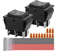 Xiatiaosann Rocker Switch 6 Pin 3 Position ON/Off/ON Toggle Switch Polarity Reverse Button Motor Control 16A 250VAC DPDT for Car Auto Boat, 2 PCS Rocker Switch with Wire