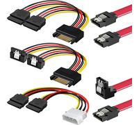 Xiatiaosann SATA 3.0 SSD HDD Data Cable Power Splitter Cord for SATA Hard Disk Drive, Molex IDE 4 Pin to 2 SATA 15 Pin Power Lead, SATA Y Splitter Expander, 5 Pcs 6Gbps Hard Drive Wire Kit