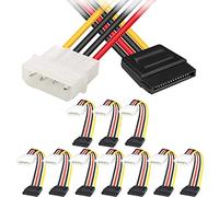 Xiatiaosann SATA to Molex, 4 Pin LP4 Male to 15 Pin SATA Female Power Cable Adapter for SATA Hard Drive DVD Drive, 25cm 10 Inch, 10 Pack